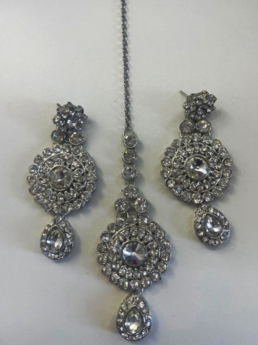 Silver tone clear rhinestone - silver,