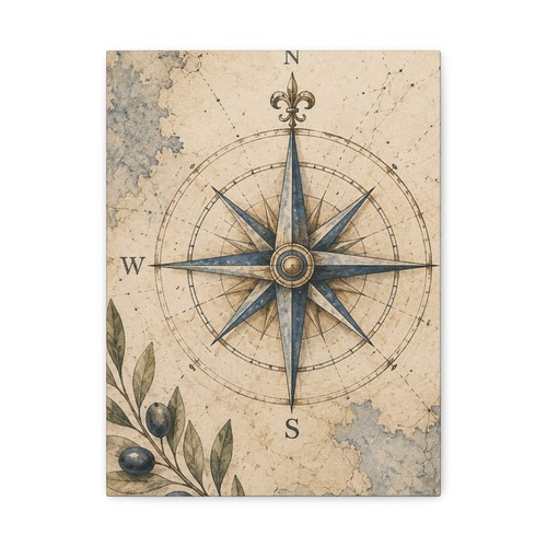 Old compass rose - rose, canvas