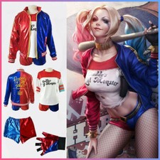 Halloween Cosplay Women Kid Girls Suicide Squad Harley Quinn Costume Fancy Dress