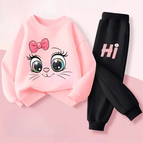 Girls cat hoodie tracksuit - tracksuit, 2