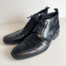 Autograph Jeffery West Mens Black Patent Leather Woven Stitch Boots UK 9