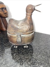 Vintage Decorative Large Brass / Bronze Duck Incense Burner Holder 6x4x8"