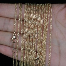 Wholesale 10pcs/lot 2mm KC Gold Color Water Wave Chain Necklaces 16" 18" 20" 24"