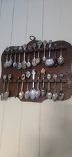 Large collection souvenir spoons(24), With Cabinet Rack Wall Display Wooden Case