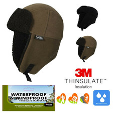 Mens Waterproof Windproof Trapper Hat With 3M Thinsulate Fleece Thermal Hat