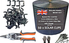 Solar Panel Bird Proofing Mesh Kit 30m 50 SPEED Clips 30mm Control Pigeons Nest