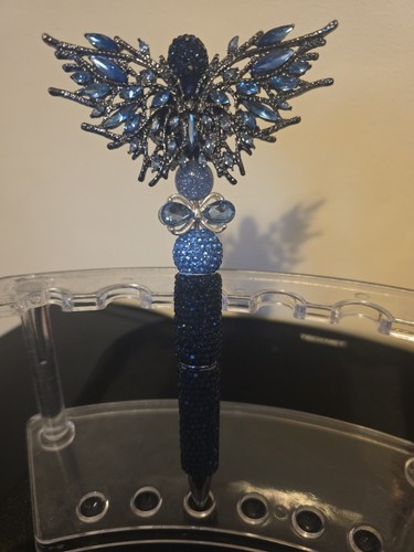 Blue butterfly handmade pen - blue,