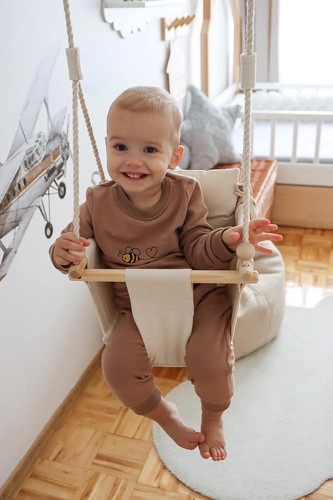 Wooden baby toddler swing - &,
