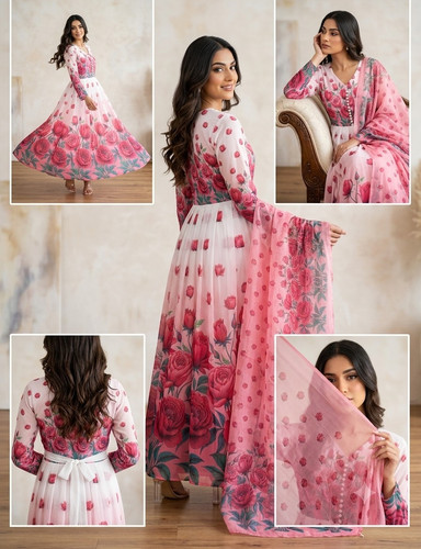 2pcs anarkali gown with - gown,