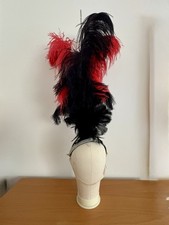 Black Red Ostrich Feather showgirl Samba headdress