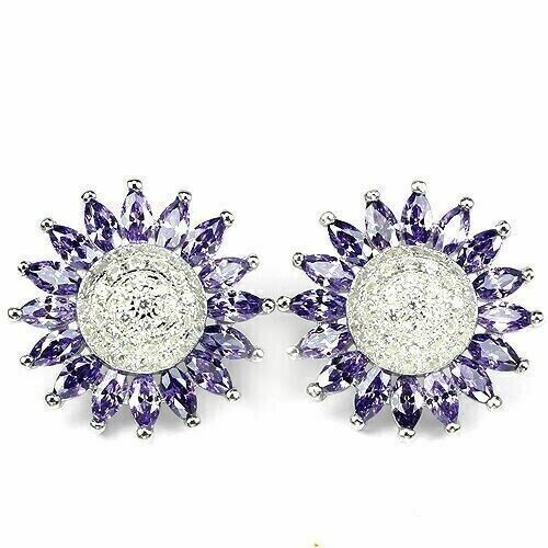 Silver earrings amethyst - silver,