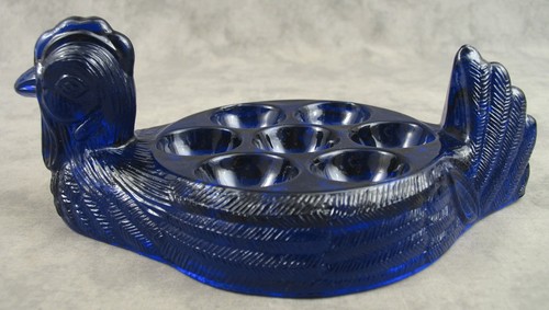 Cobalt blue glass hen - cobalt, chicken
