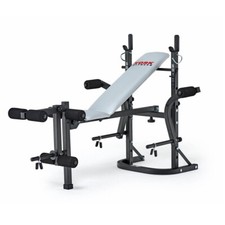 York B501 Folding Barbell Weight Bench Gym Workout w/ Leg Developer & Chest Fly