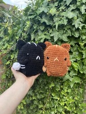 crochet black cat squishmallow teddy handmade