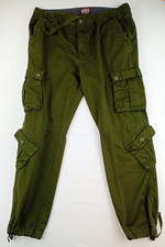 Matchstick Cargo Mens W42 L32 Green Trousers Straight Utility Military Workwear