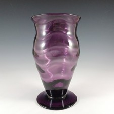 Thomas Webb Amethyst / Purple Glass 'Venetian Ripple' Vase