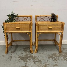 Pair of Vintage Rattan Bedside