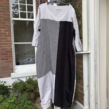 Terry Macey Neutral Grey Colour Block Dress Linen Size Large