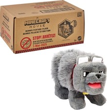 Mattel Minecraft Interactive Plush Toy with Sound Dennis the Wolf Stuffed Animal