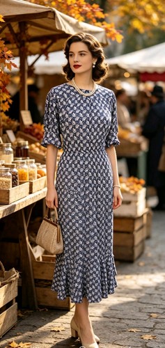 Vintage 1930s 1940s - style, blue
