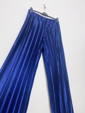 Kim & Co Navy Pleated Wide Leg Trousers Size Large 