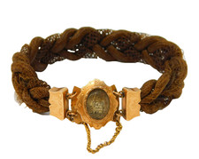 19th Century Dutch 14ct Rose Gold Hair Weave Mourning Bracelet Antique c1820