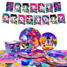 Trolls‌ Party Decoration Trolls‌ Birthday Supplies Plates Tableware