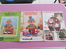 3 x Jean Greenhowe Christmas knits, Golfing +Tradesman Clowns  Knitting Patterns