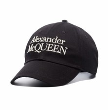 Alexander McQueen Baseball Cap Black Logo Print Men’s Size M Made In Italy