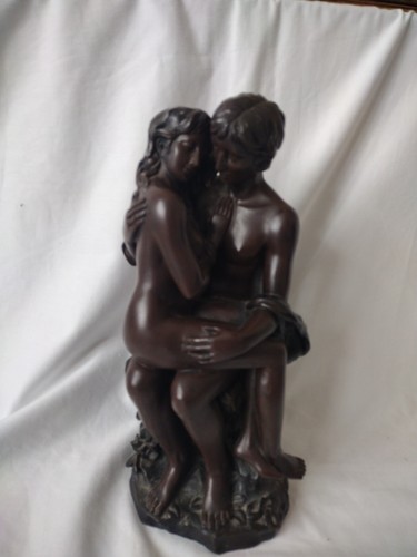 Embracing seated nude - nude, couple