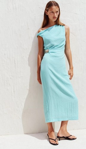 Zara linen blend asymmetric - zara,