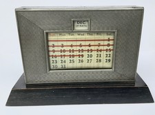 Vintage Pewter and Wood Perpetual Desk Calendar. Charles Letts?