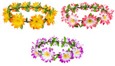 Flower Headband Crown Festival Hippie 60s Hawaiian Fancy Dress Accessory