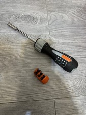 Bahco 808050L Ratcheting Screwdriver LED Light + 6 Bits Slotted Pozi Phillips