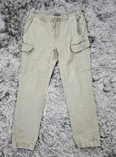 Airwalk Pants Mens Medium Green Cargo Pockets Joggers Elastic Waist Skate Logo