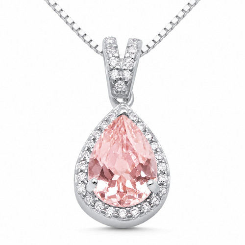 Morganite halo pendant - morganite,