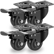 4 x Heavy Duty 50mm 200kg Swivel Castor Wheels Trolley Furniture Caster Brake