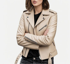 Women's Biker Jacket Slim Ladies Faux PU Leather Zip Formal Coat Plus Size UK