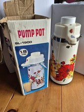 PUMP-POT Thermal Flask  Hot Cold 1.9L Multi Color Flowers Vintage 70s Camper