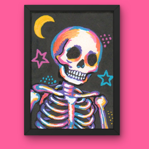 Rainbow bones spooky - rainbow, aceo