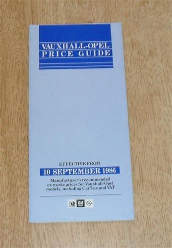 Vauxhall opel price - vauxhall, 1986
