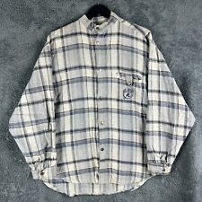 ALOHA SURFBOARDS Long Sleeve Shirt Mens M Blue Beige Check Surfwear 90s Retro