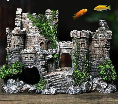 Mini castle fish tank ornament - fish,
