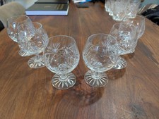 Set of 6 Zawiercie 24% Lead Crystal Brandy Glasses – Hand Cut Poland
