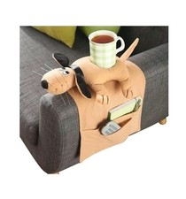Sofa Chair Arm Rest Puppy Dog Organiser Remote Control Storage With Cup Holder 