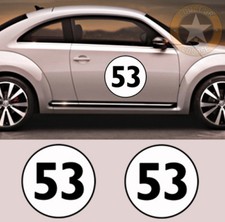 2 NUMBER #53 FOR VOLKSWAGEN VW NEW BEETLE HERBIE COX DECO CAR STICKER HA150-1
