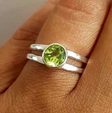 Natural Peridot 925 Sterling silver Band & Statement Ring Handmade Ring All Size