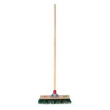 Heavy Duty Wooden Sweeping Brush Stiff Outdoor Yard Broom Long Handle Garden
