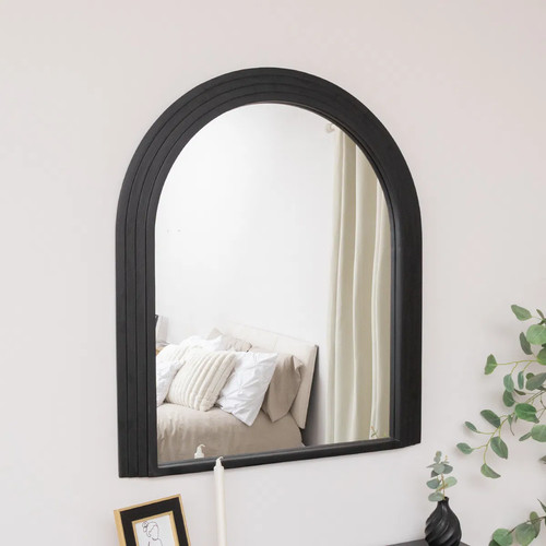 Large black arched wall mirror - black,