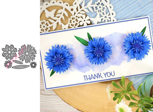 Cornflower flower set - flower, metal